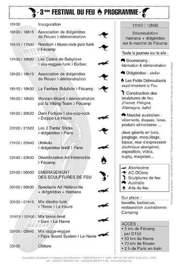 Prgrammation du Festival du Feu 2006